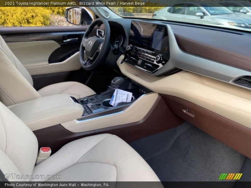 Blizzard White Pearl / Harvest Beige 2021 Toyota Highlander Platinum AWD