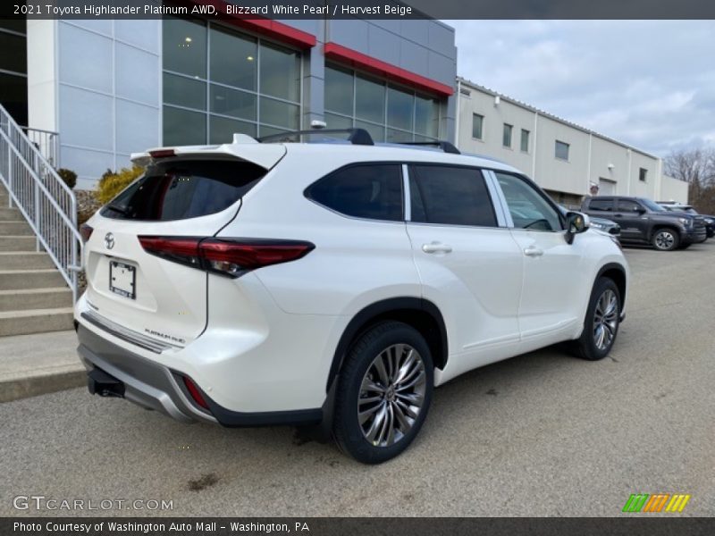 Blizzard White Pearl / Harvest Beige 2021 Toyota Highlander Platinum AWD