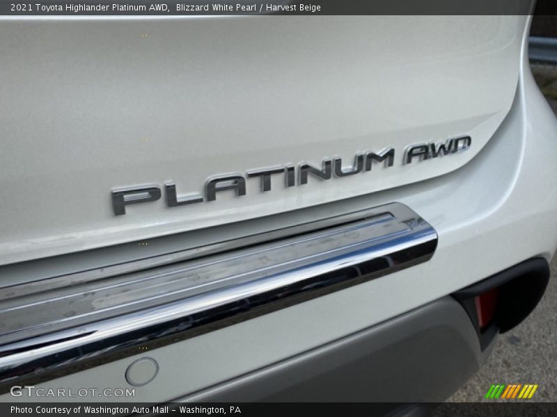 Blizzard White Pearl / Harvest Beige 2021 Toyota Highlander Platinum AWD