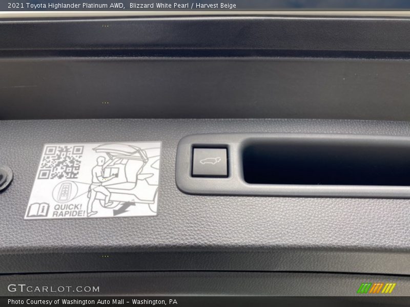 Blizzard White Pearl / Harvest Beige 2021 Toyota Highlander Platinum AWD
