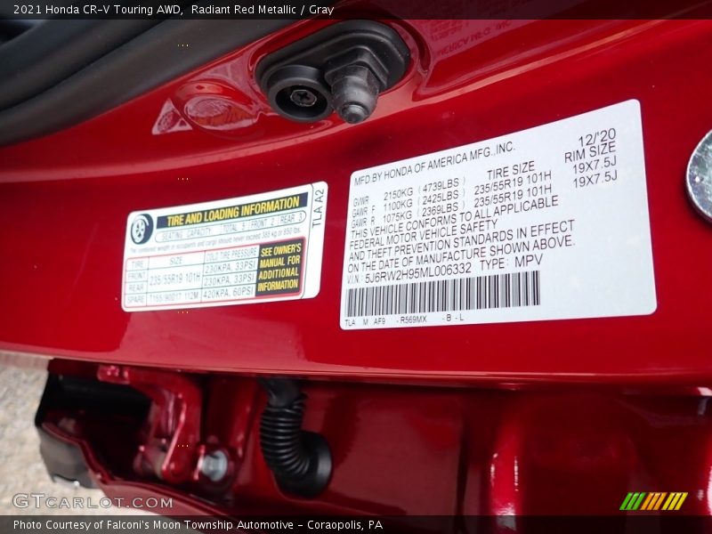 Radiant Red Metallic / Gray 2021 Honda CR-V Touring AWD