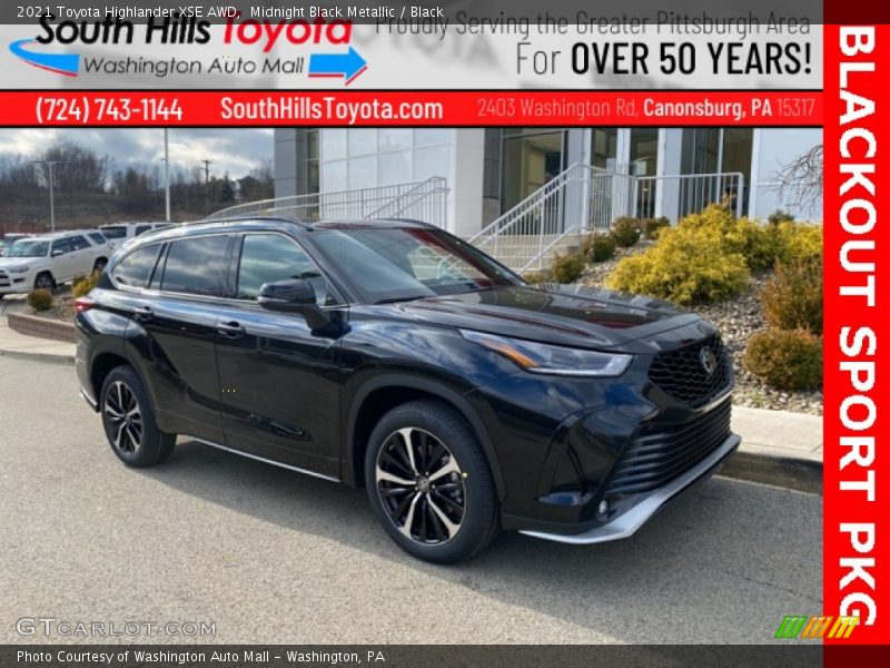 Midnight Black Metallic / Black 2021 Toyota Highlander XSE AWD