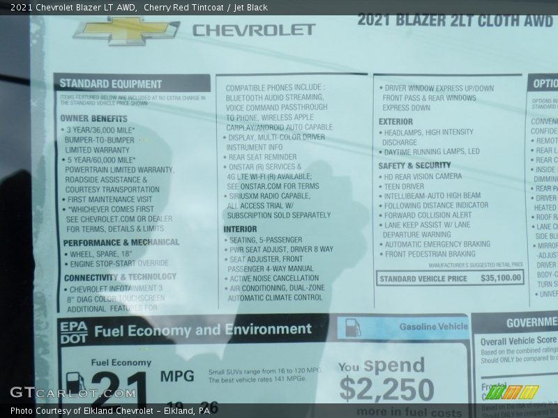 Cherry Red Tintcoat / Jet Black 2021 Chevrolet Blazer LT AWD