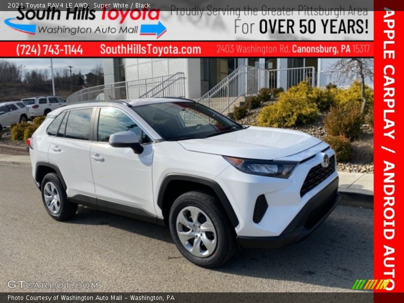 Super White / Black 2021 Toyota RAV4 LE AWD