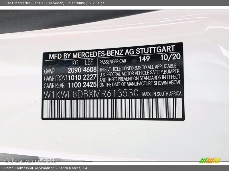 Polar White / Silk Beige 2021 Mercedes-Benz C 300 Sedan