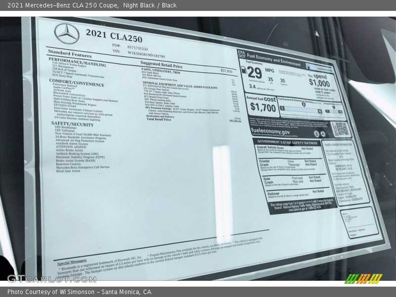 Night Black / Black 2021 Mercedes-Benz CLA 250 Coupe