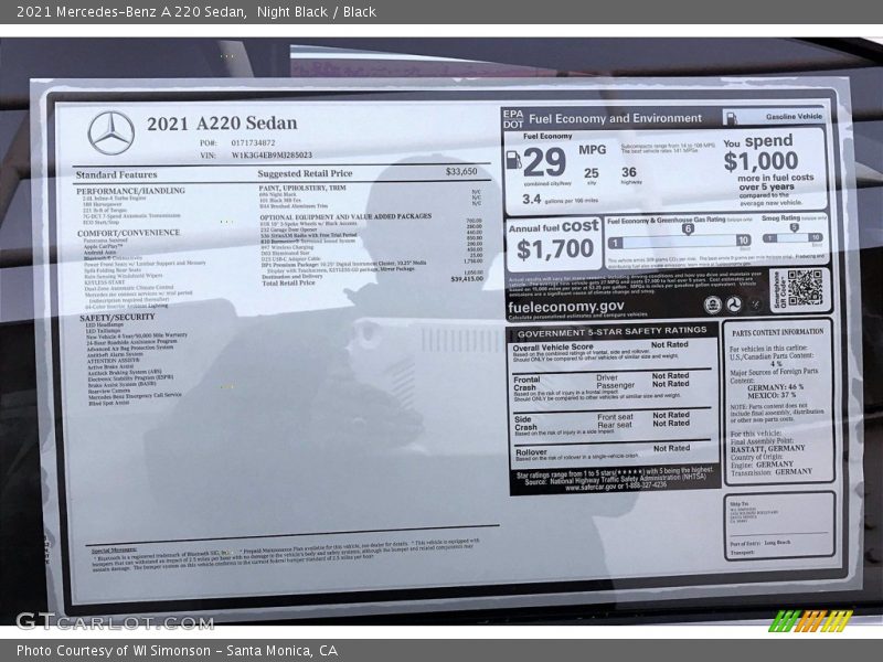 Night Black / Black 2021 Mercedes-Benz A 220 Sedan