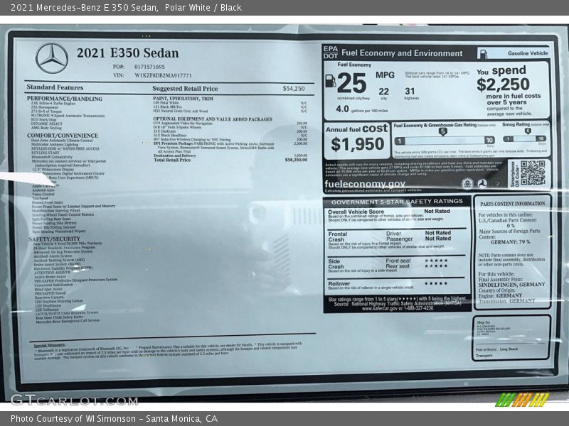 Polar White / Black 2021 Mercedes-Benz E 350 Sedan