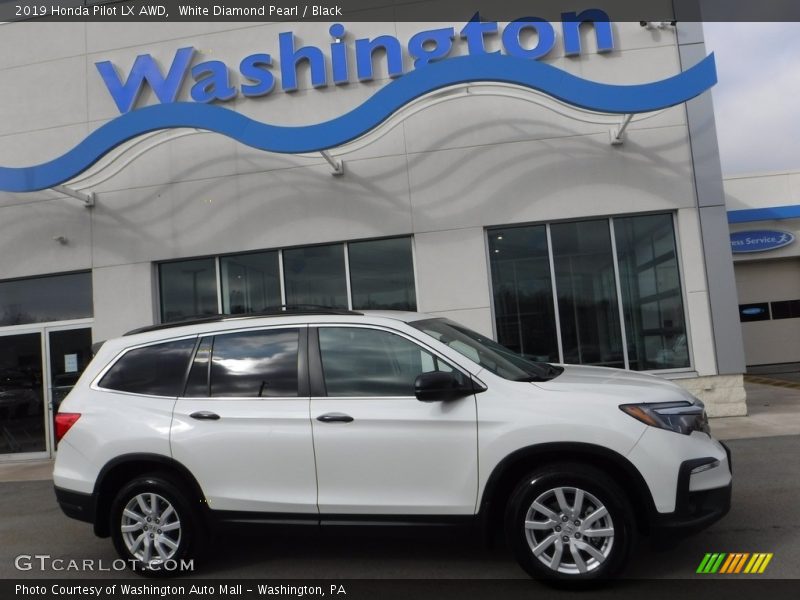 White Diamond Pearl / Black 2019 Honda Pilot LX AWD