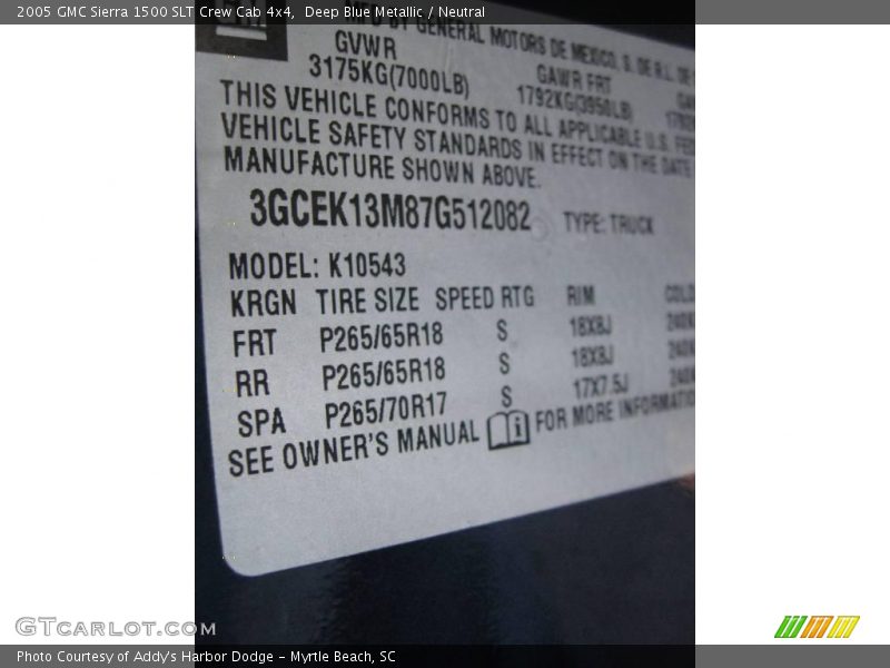 Deep Blue Metallic / Neutral 2005 GMC Sierra 1500 SLT Crew Cab 4x4