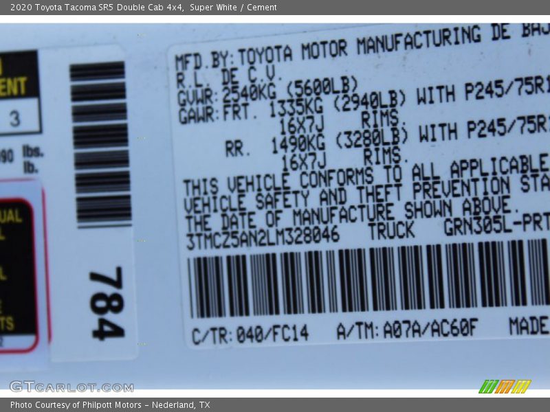 Super White / Cement 2020 Toyota Tacoma SR5 Double Cab 4x4