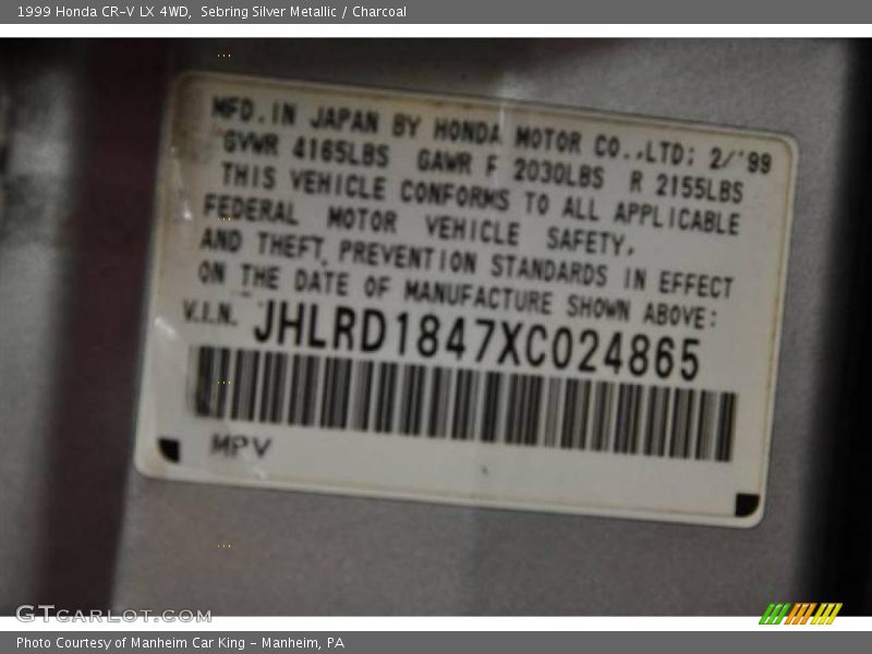 Sebring Silver Metallic / Charcoal 1999 Honda CR-V LX 4WD