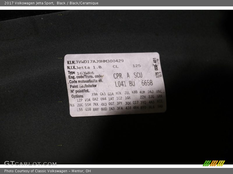 Black / Black/Ceramique 2017 Volkswagen Jetta Sport