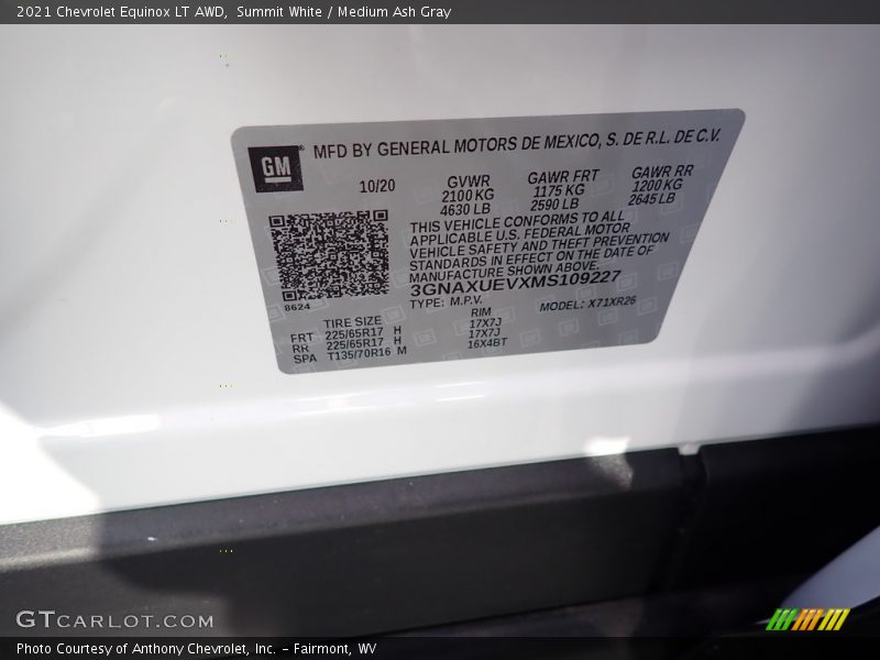Summit White / Medium Ash Gray 2021 Chevrolet Equinox LT AWD