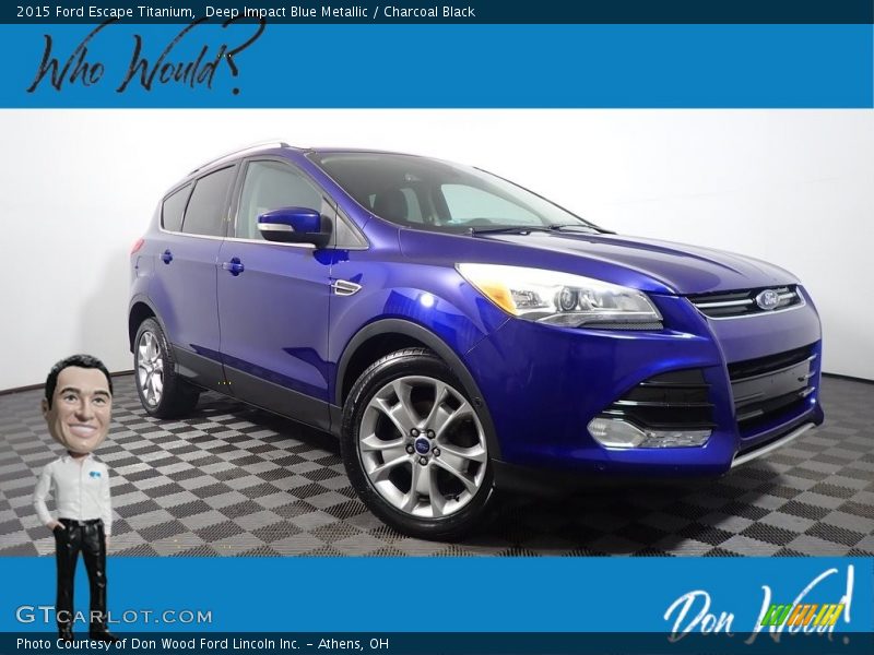 Deep Impact Blue Metallic / Charcoal Black 2015 Ford Escape Titanium
