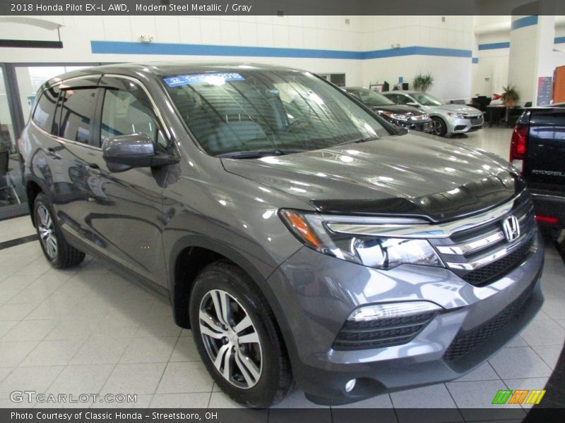 Modern Steel Metallic / Gray 2018 Honda Pilot EX-L AWD