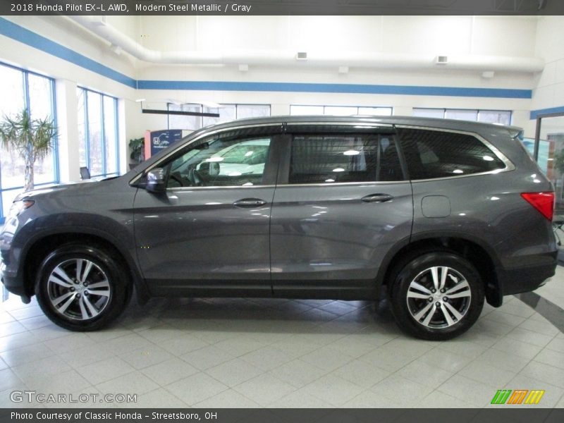 Modern Steel Metallic / Gray 2018 Honda Pilot EX-L AWD