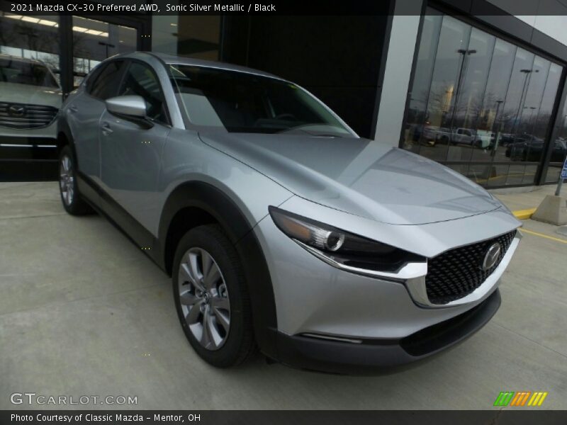 Sonic Silver Metallic / Black 2021 Mazda CX-30 Preferred AWD