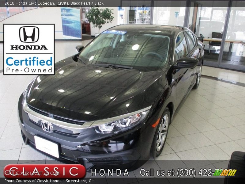 Crystal Black Pearl / Black 2018 Honda Civic LX Sedan