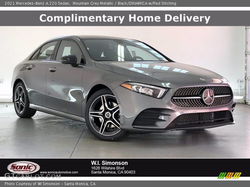 Mountain Grey Metallic / Black/DINAMICA w/Red Stitching 2021 Mercedes-Benz A 220 Sedan