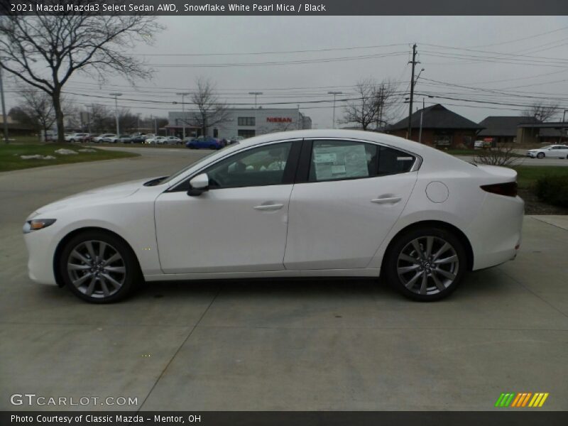 Snowflake White Pearl Mica / Black 2021 Mazda Mazda3 Select Sedan AWD