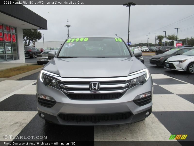 Lunar Silver Metallic / Gray 2018 Honda Pilot EX-L AWD