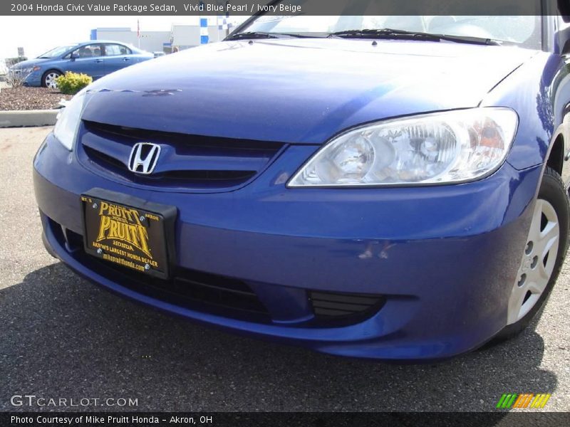 Vivid Blue Pearl / Ivory Beige 2004 Honda Civic Value Package Sedan