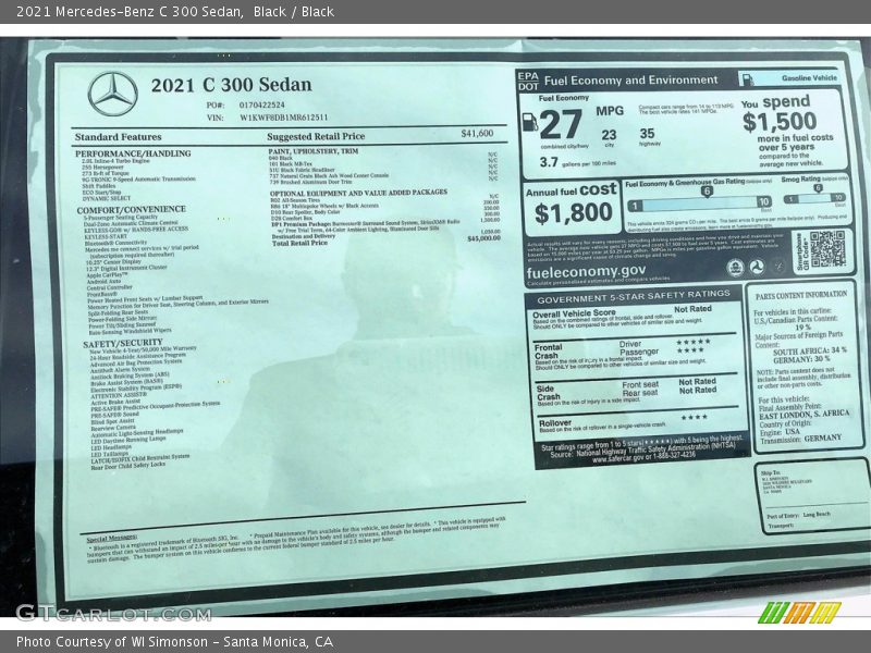 Black / Black 2021 Mercedes-Benz C 300 Sedan