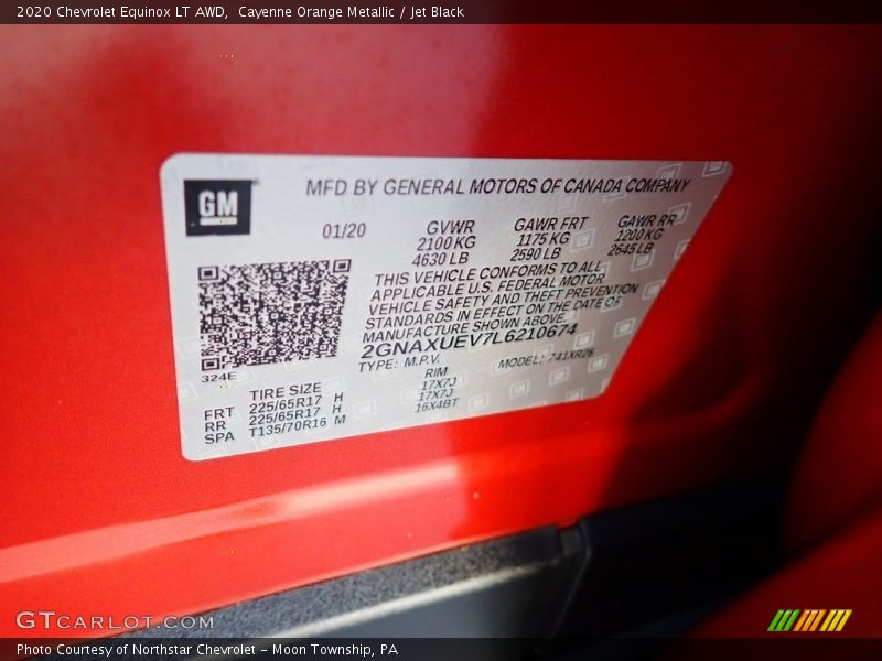 Cayenne Orange Metallic / Jet Black 2020 Chevrolet Equinox LT AWD
