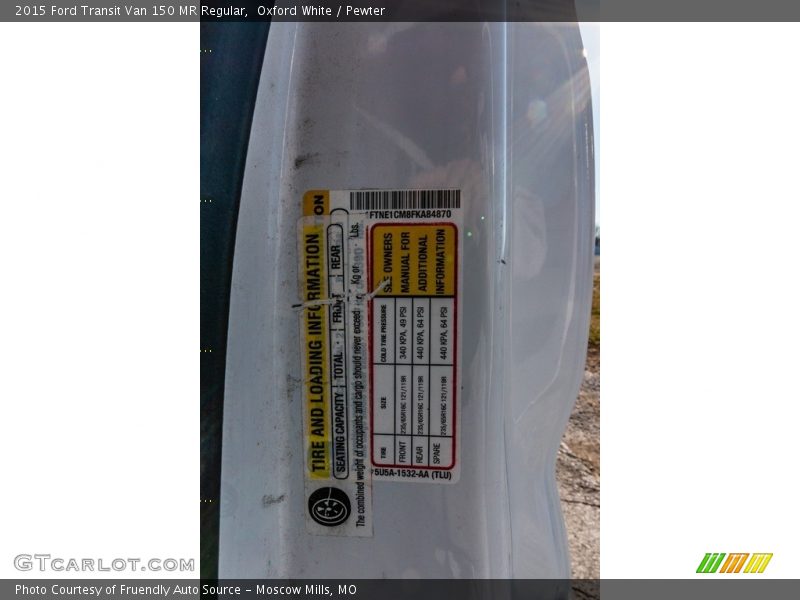 Oxford White / Pewter 2015 Ford Transit Van 150 MR Regular
