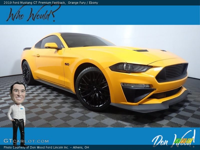 Orange Fury / Ebony 2019 Ford Mustang GT Premium Fastback