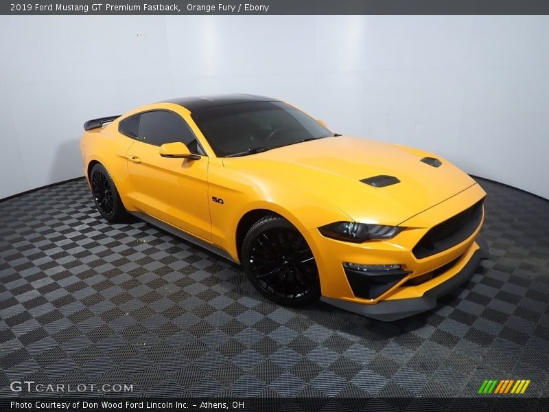 Orange Fury / Ebony 2019 Ford Mustang GT Premium Fastback