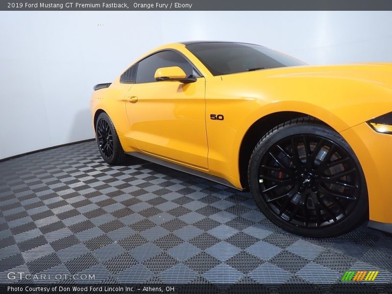 Orange Fury / Ebony 2019 Ford Mustang GT Premium Fastback