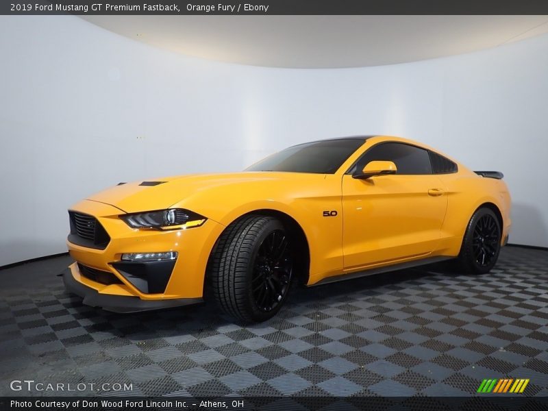 Orange Fury / Ebony 2019 Ford Mustang GT Premium Fastback