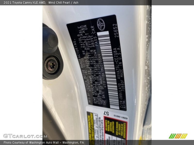 Wind Chill Pearl / Ash 2021 Toyota Camry XLE AWD