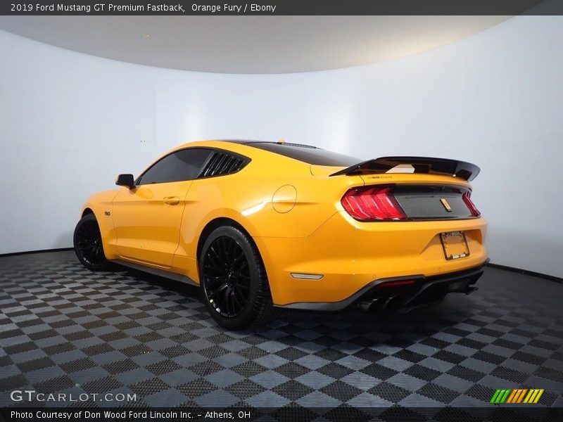 Orange Fury / Ebony 2019 Ford Mustang GT Premium Fastback
