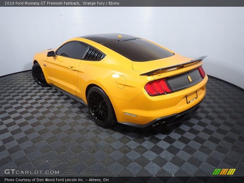 Orange Fury / Ebony 2019 Ford Mustang GT Premium Fastback