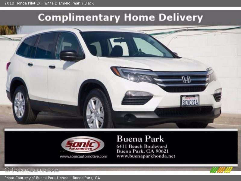 White Diamond Pearl / Black 2018 Honda Pilot LX