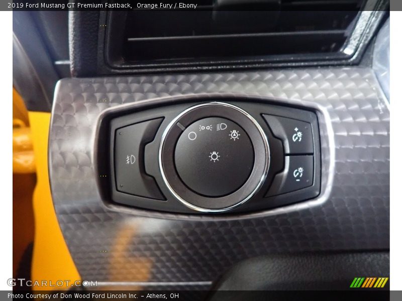 Orange Fury / Ebony 2019 Ford Mustang GT Premium Fastback