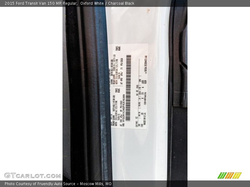 Oxford White / Charcoal Black 2015 Ford Transit Van 150 MR Regular