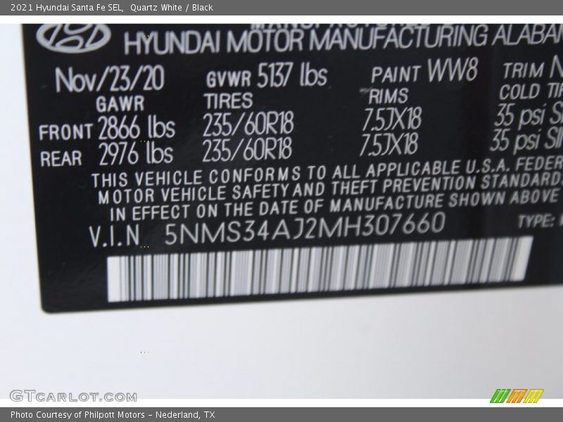 Quartz White / Black 2021 Hyundai Santa Fe SEL