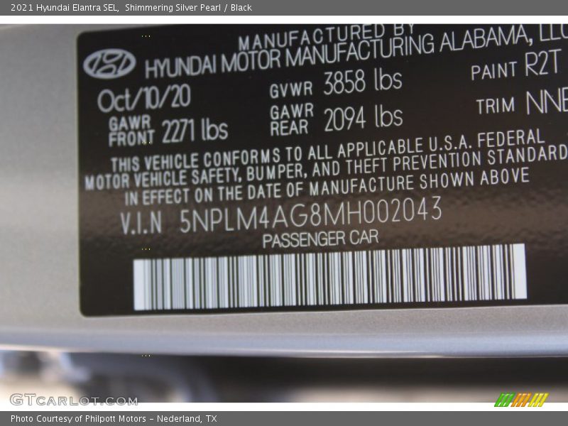 Shimmering Silver Pearl / Black 2021 Hyundai Elantra SEL