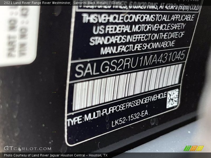 Santorini Black Metallic / Ebony 2021 Land Rover Range Rover Westminster