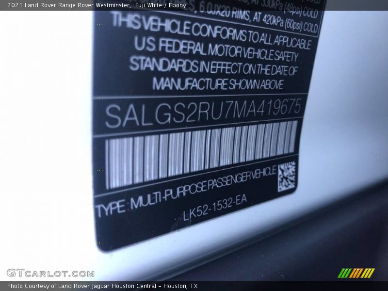 Fuji White / Ebony 2021 Land Rover Range Rover Westminster