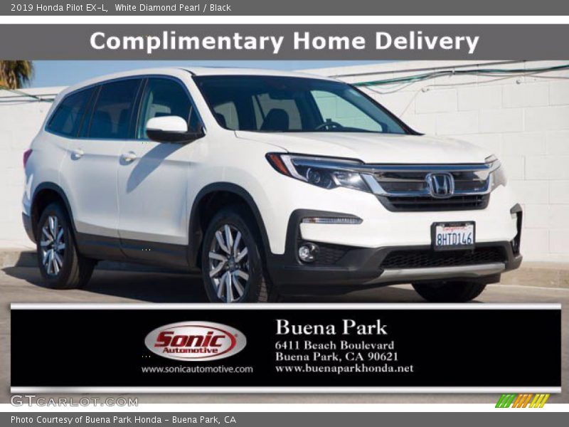 White Diamond Pearl / Black 2019 Honda Pilot EX-L