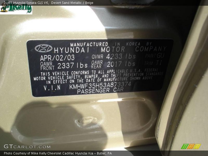 Desert Sand Metallic / Beige 2003 Hyundai Sonata GLS V6