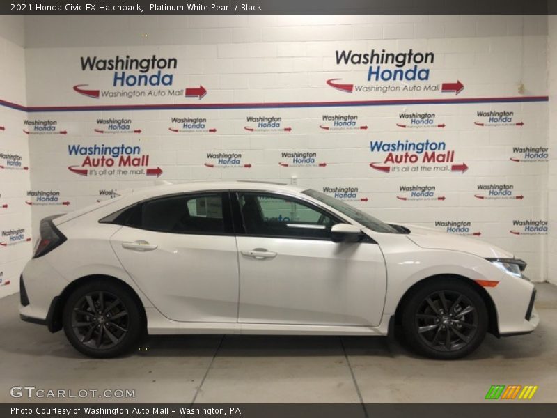 Platinum White Pearl / Black 2021 Honda Civic EX Hatchback