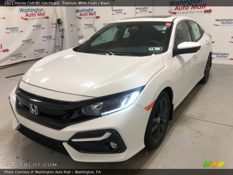 Platinum White Pearl / Black 2021 Honda Civic EX Hatchback
