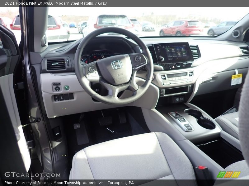 Modern Steel Metallic / Gray 2021 Honda Pilot EX AWD