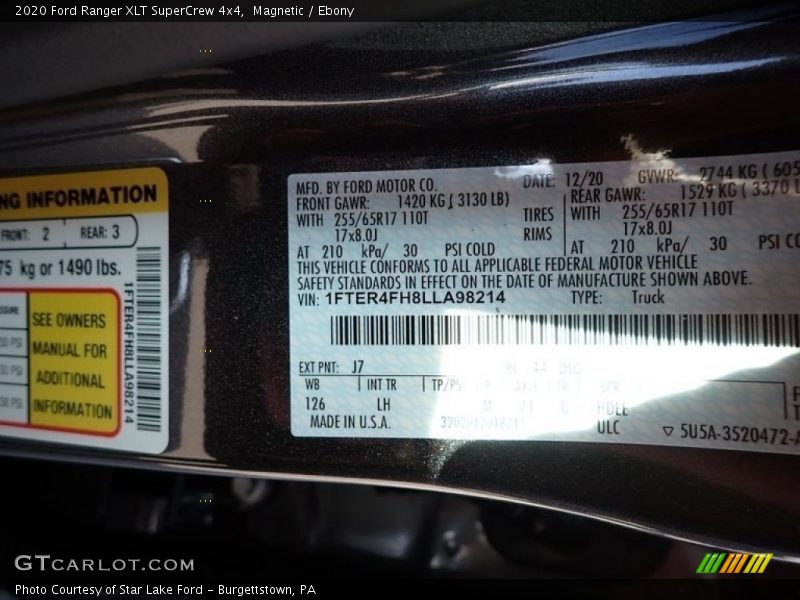 Magnetic / Ebony 2020 Ford Ranger XLT SuperCrew 4x4